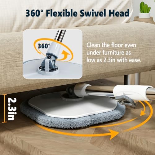 Spin Mop and Bucket Set with Separate Dirty/Clean Water System, Extra 6 Pad - Image 5