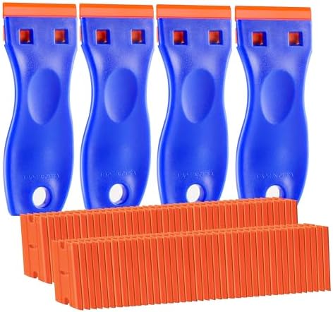 4 PCS Plastic Razor Blade Scraper and 120 PCS Plastic Razor Blades, Cleaning by JVSEYTE