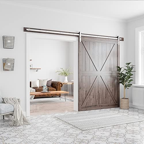 SMARTSTANDARD 10 Feet Brushed Nickel Barn Hardware Kit, Fit 60" W Door - Image 2