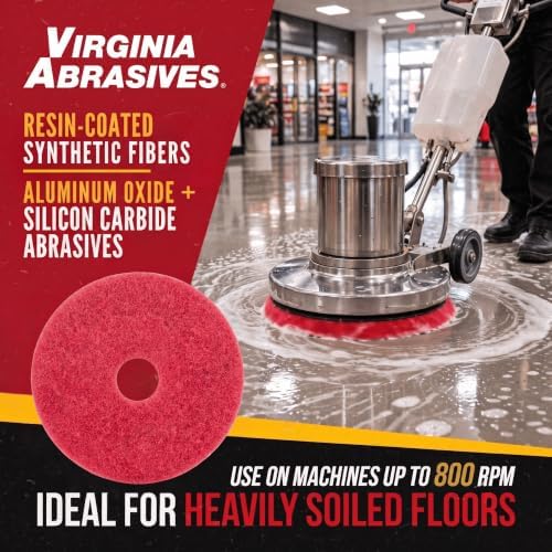 Red Floor Maintenance Pads, Scrubbing & Polishing, 5 Pack - Image 2