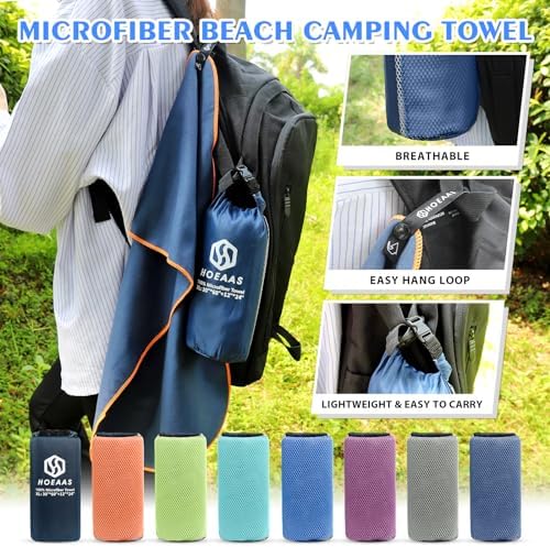 HOEAAS 2 Pack Microfiber Camping Towels, Quick Dry Towel, Super Absorbent Ultra - Image 6