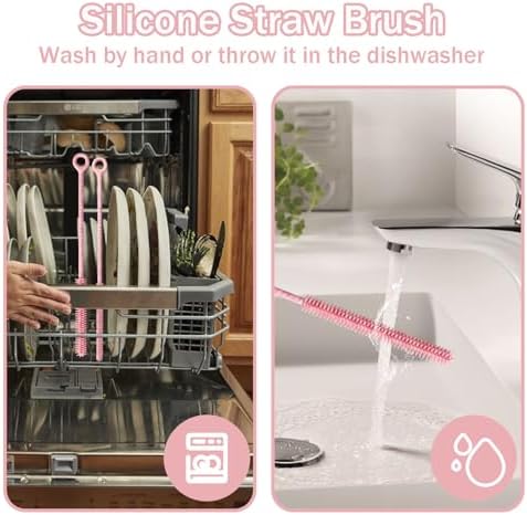 2Pcs Silicone Straw Cleaner Brush. Extra Long 12.6In Reusable Straw Brush - Image 5