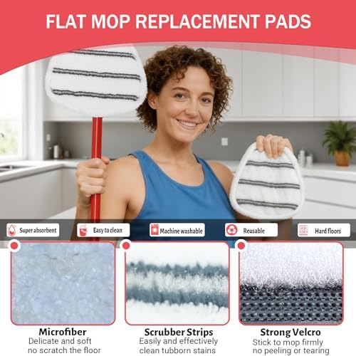 Triangule Flat Mop Replacement Pads, Spin Mop Pad Replacement, 5 Pack Mop - Image 3