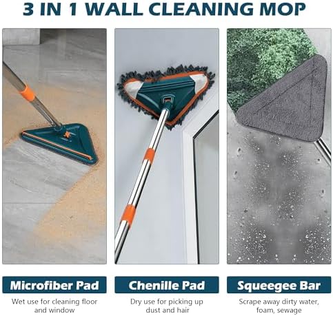 Wall Cleaner Mop with Long Handle, 360° Rotatable Wall Mop, 85“ Baseboard - Image 3