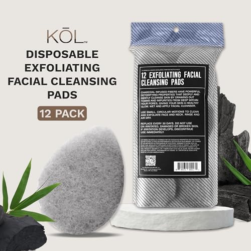 KOL Face Scrubber, Charcoal Infused Exfoliating Facial Cleansing Pads, - Image 2