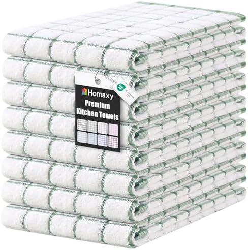 Homaxy Premium Kitchen Towels, Check Design, Grass Green by Homaxy