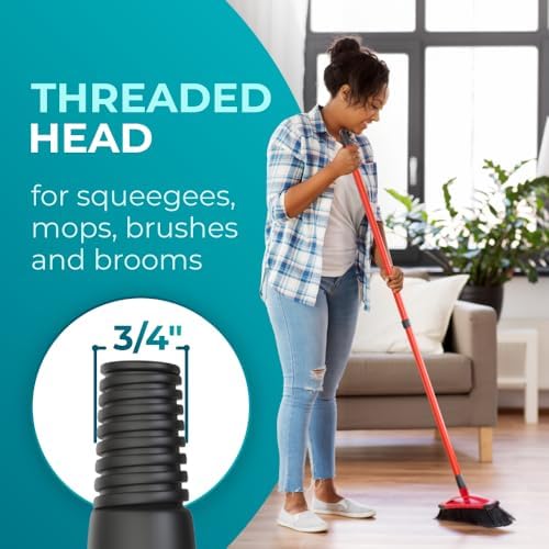 HeloMor 2 Pack Telescopic 59' Long Squeegee Broom Scrubbing Handles - Image 4