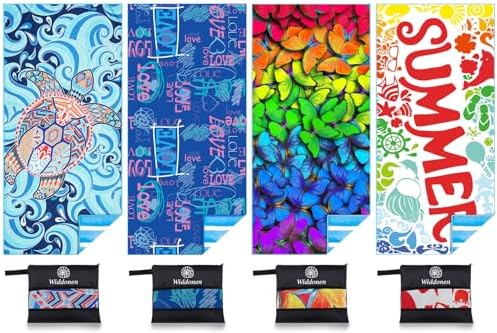 Widdonen Microfiber Beach Towel, Compact 4 Pack-71x32 Inch by WIDDONEN