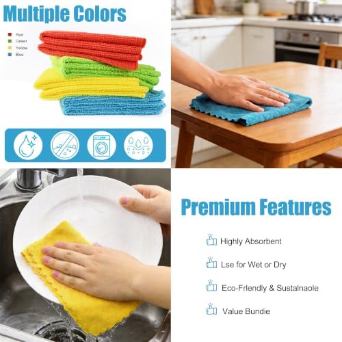 Puomue Microfiber Cleaning Cloth, 24 Pack Highly Absorbent Cleaning Rags - Image 6
