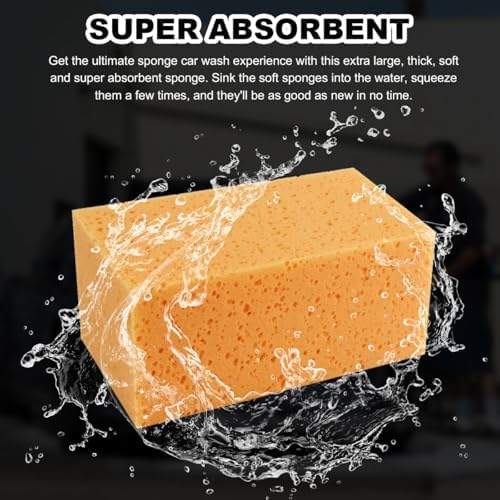 5PCS Car Wash Sponges, 6.7"×4.3"×2.8" Medium Extra Soft Coral Non Scratch Sponge - Image 4