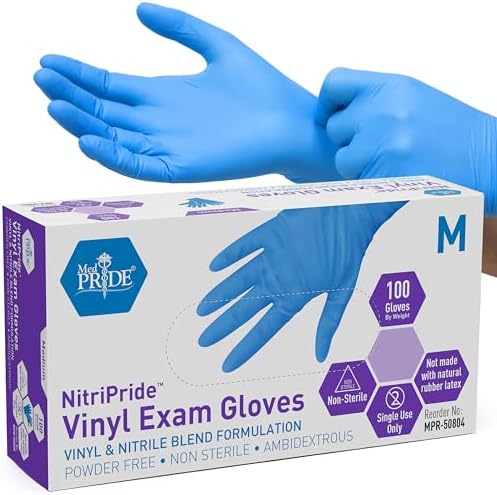 MED PRIDE Nitrile/Vinyl Blend Exam Gloves, Powder-Free by MEDPRIDE