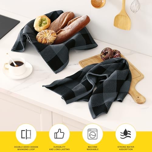 Homaxy 100% Cotton Plaid 4 Pack Kitchen Towels - Image 2