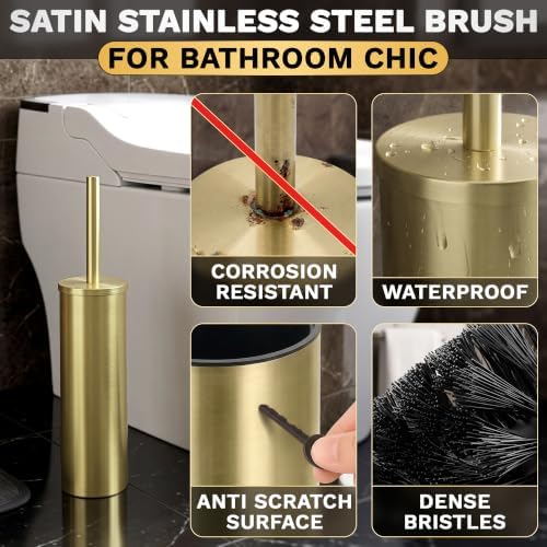 Stainless Steel Toilet Brush and Holder Set, Splash Guard - Image 5