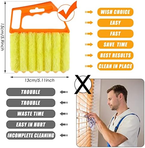 Geiserailie 2 Pcs Window Venetian Blind Cleaner Duster Tool Washable 7 Fingers - Image 6