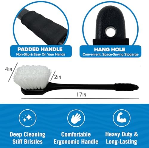 Stiff Hand Scrub Brush, Large Handle Heavy Duty Tire and Wheel Cleaning - Image 3
