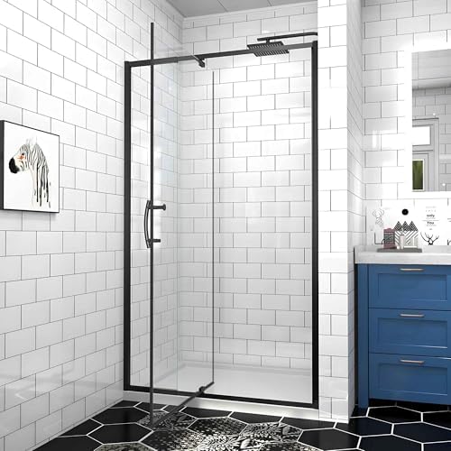 Pivot Glass Shower Door 38-42 in.W x 71 in.H, Matte Black Finish by RodkedcProductCollection