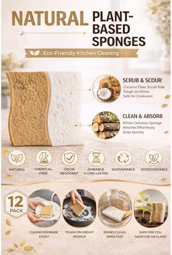 Plant-Based Kitchen Sponge Pack of 12 - Image 4