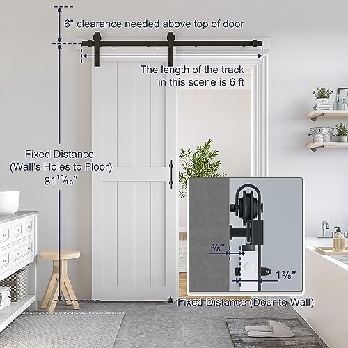 SMARTSTANDARD 32" x 80" White Sliding Barn Door - Image 2