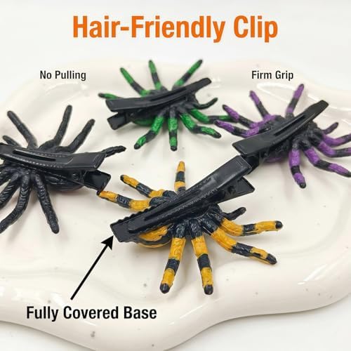 8PCS Halloween 3D Spider Shape Hair Clips, Horror Theme Hair Barrettes - Image 4