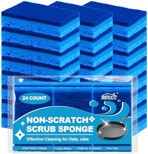 HOMEXCEL Sponges Kitchen 24 Pcs, Non-Scratch Sponge by HOMEXCEL
