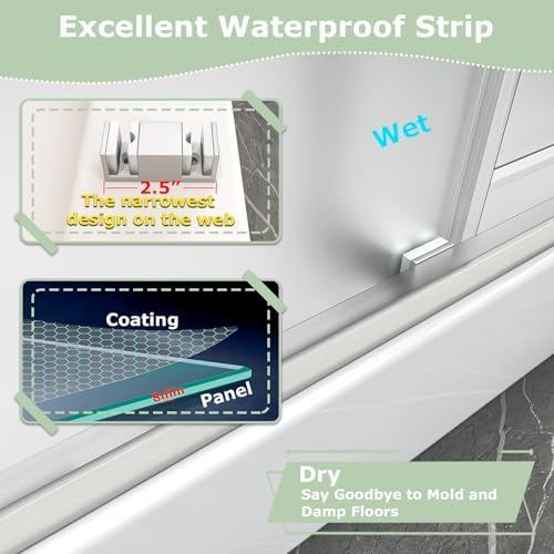 Frameless Double Sliding Frosted Shower Door 55-60" x 76" - Image 4