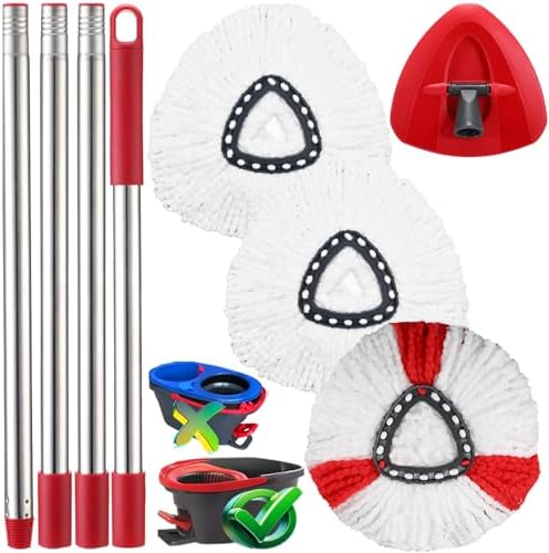 Spin Mop Head Replacement for Ocedar, 3 Microfiber Mop Head, 1 Base, 1 Mop by Unknown