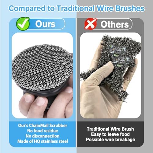 Cast Iron Scrubber and Scraper, Chain Mail Scrubber Cast Iron - Image 3