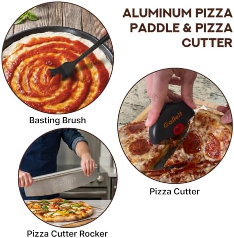 Pizza Peel Set with Wooden Handle – Aluminum Pizza Paddle with Rocker Cutter - Image 6