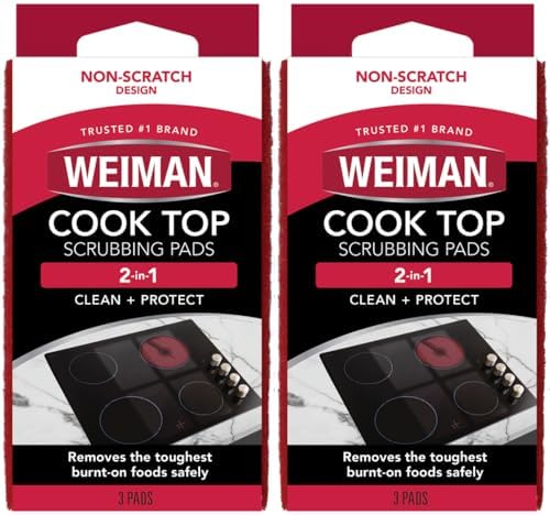 Weiman 6 Count Cooktop Scrubbing Pads, Removes Burnt-on Food, Scratch Free by Weiman