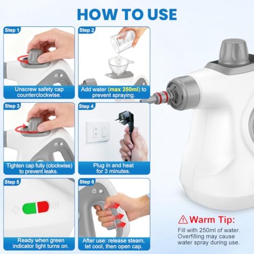 Handheld Steam Cleaner for Home, Pressurized Portable Steamer for Cleaning - Image 5