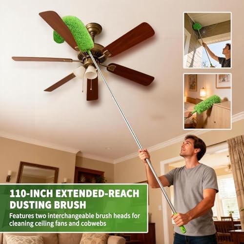 Cobweb Duster with Extension Pole, Washable Cleaning Duster Kit with 3 Duster - Image 3