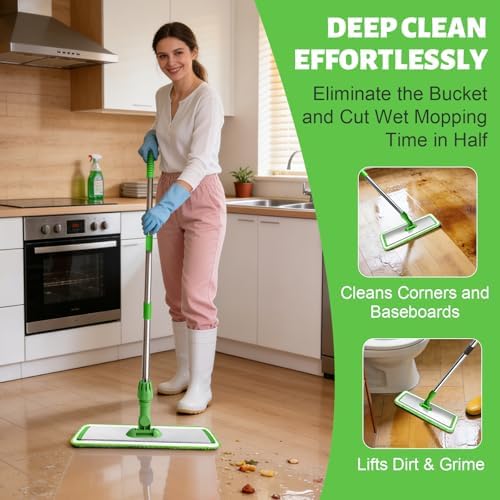 17.7" Microfiber Mop for Floor Cleaning, 360° Rotating Flat Mop - Image 6