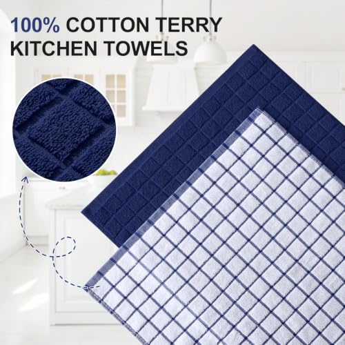 Homaxy Large Premium Cotton Kitchen Towels 16"x 28", 8 Pack, Dusty Blue - Image 2