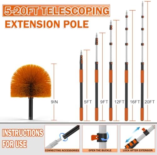 Buyplus 26FT Reach Cobweb Duster, Outdoor Spider Web Cleaner Brush - Image 3