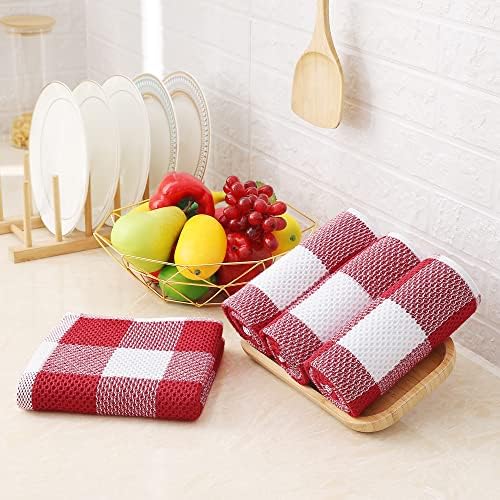 Homaxy 100% Cotton Plaid 4 Pack Kitchen Towels - Image 2