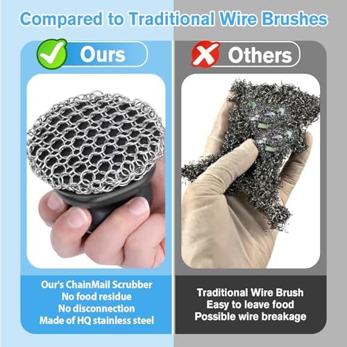 Cast Iron Scrubber and Scraper, Chain Mail Scrubber Cast Iron - Image 4