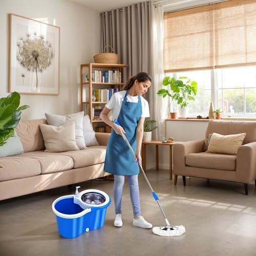 Spin Mop and Bucket with Wringer Set, with 3 Microfiber Mop Replacement Heads - Image 6