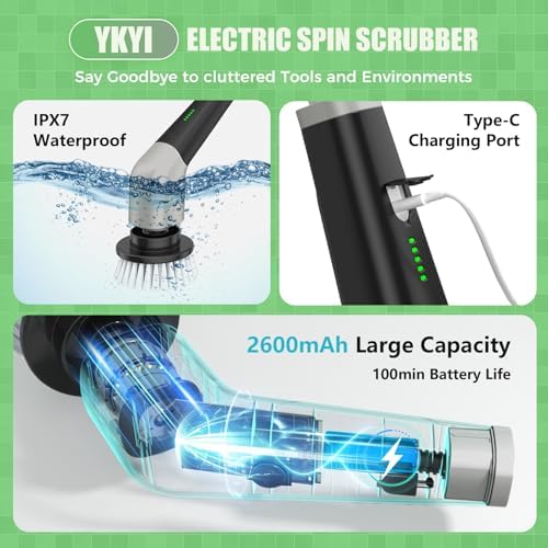 YKYI Electric Spin Scrubber, Cordless Power Cleaning Brush - Image 4