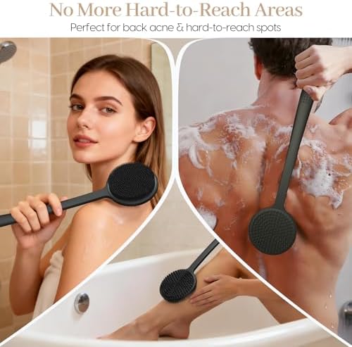 Silicone Back Scrubber for Shower &Silicone Face Scrubber, Soft Body & Facial - Image 5