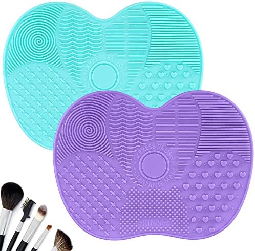 2 Pcs Silicone Make Up Brush Cleaning Mat, Makeup Brush Cleaner Mats by HexinYigjly