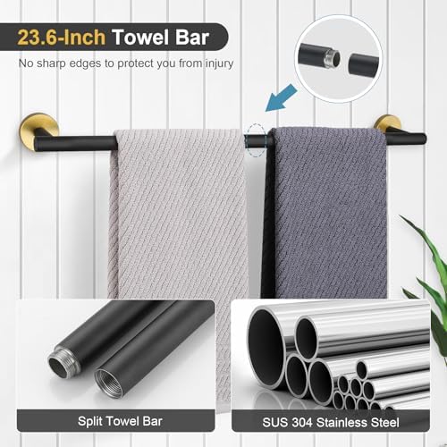 TQKAG Black and Gold Bathroom Hardware Accessories Set 10-Pieces, Premium - Image 2