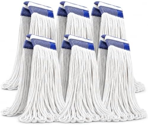 24 oz Loop-End Cotton String Mop Head, Heavy Duty String Mop Refills, 6 Inch by TidyMonster