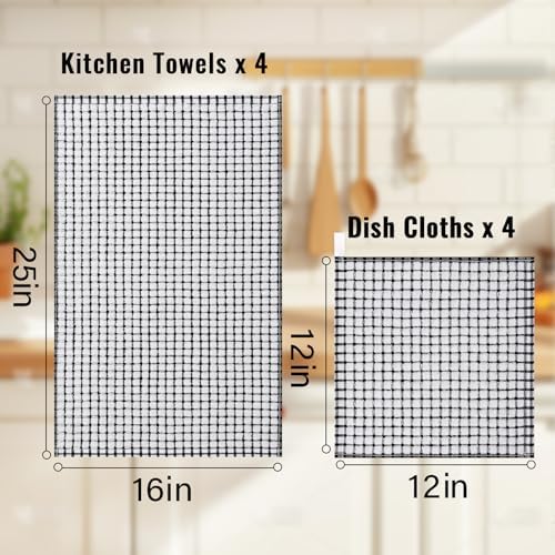 Homaxy Cotton Terry Kitchen Towels and Dishcloths Set of 8 - Image 3