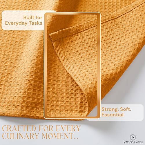 Yellow Waffle Kitchen Dish Towels, 100% Cotton, Quick Dry, Super Absorbent - Image 5