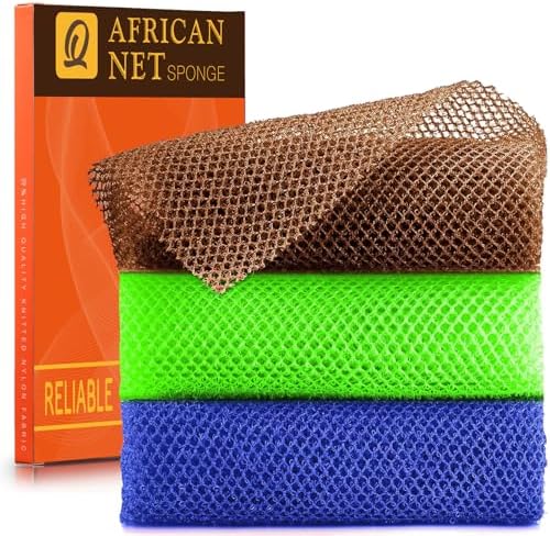 UJFQBH 3 Pieces African Bath Sponge African Net Long Net Bath Sponge by BuyNow