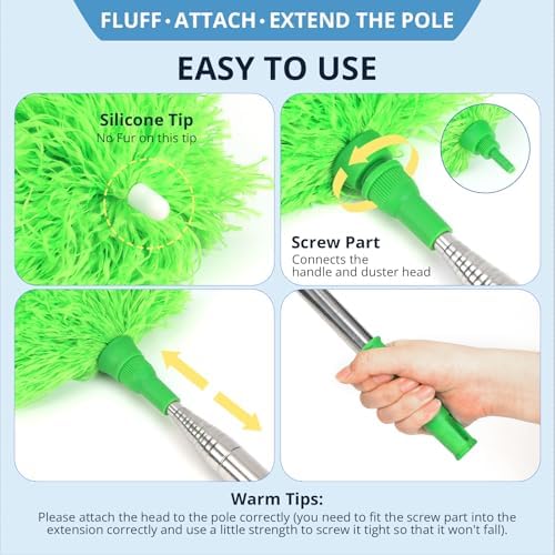 ZZ LAZYCOTTAGE Ceiling Fan Cleaner Duster, Microfiber Feather Duster - Image 3