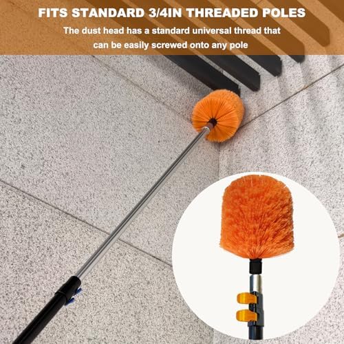 2 Pack Twist-On Cobweb Duster Head, Fits Standard 3/4 inch Threaded Poles - Image 4