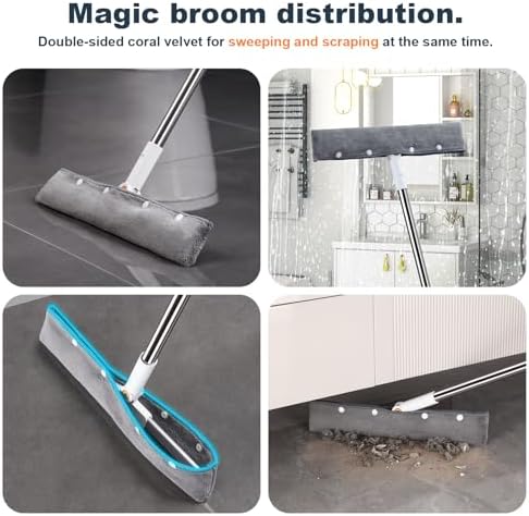 Rubber Squeegee Broom for Floor, Upgrade 62" Long Handle Window Squeegee - Image 6