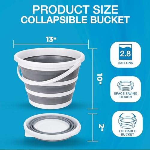 Collapsible Bucket with Handle 2.6 Gallons 10L Foldable Bucket - Image 2