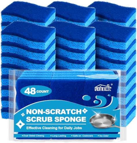 HOMEXCEL Sponges Kitchen 48 Pack, Non Scratch Scrub Dish Sponge by HOMEXCEL